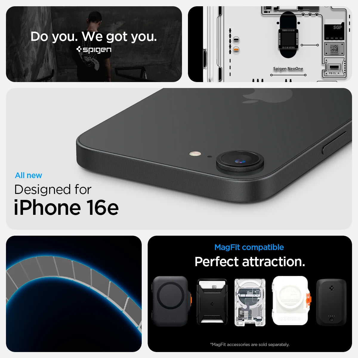 Spigen Ultra Hybrid MagFit Neo One MagSafe Case for iPhone 16e (2025) – Transparent Tech Design, Magnetic Protection