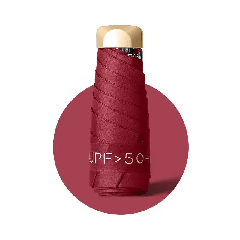 women's UV protection parasol in yellow with UPF 50+ label, designed for sun protection and style.