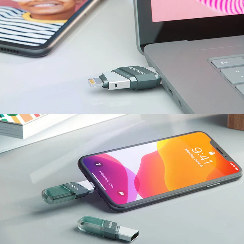 Sandisk iXPAND USB 3.0/USB 3.1 OTG Flash Drive 128GB Lightning to Pen Drive 256GB U Disk For iPhone iPad iPod Memory Stick