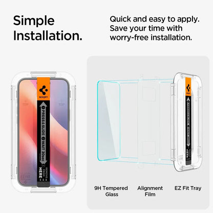 Spigen Glas.tR EZ Fit iPhone 16 Plus Screen Protector EZ tray Techs Park