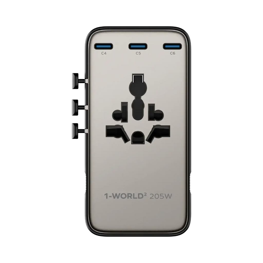 MOMAX 1-World 205W 7-Port Dual AC Travel Adapter GaN Charger