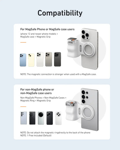 TELESIN Magnetic Phone Camera Shoot Hand Grip Phone Holder Shooting Aid Remote Control Handle for Iphone HUAWEI SAMSUNG Phone