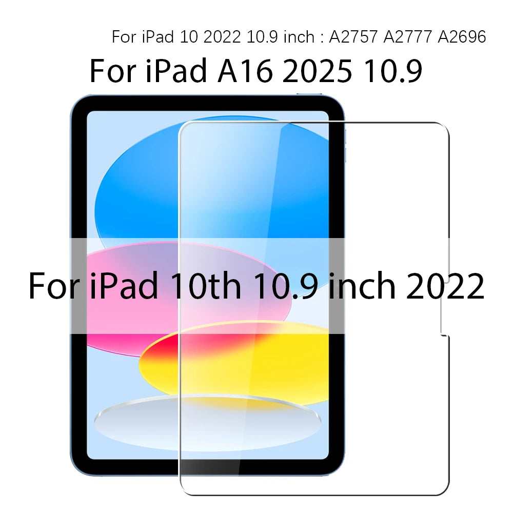 Tempered Glass For Ipad A16 M3 2025 10th Generation Screen Protector For Ipad Air 13 11 M4 Pro 12.9 Air 5 4 3 Mini 6 7 10.2 Film