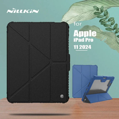 NILLKIN for Apple IPad Pro 11 2024 Bumper Flip Leather Case Slide Camera Cover with Stand Back Shockproof Hard PC+PU Protector