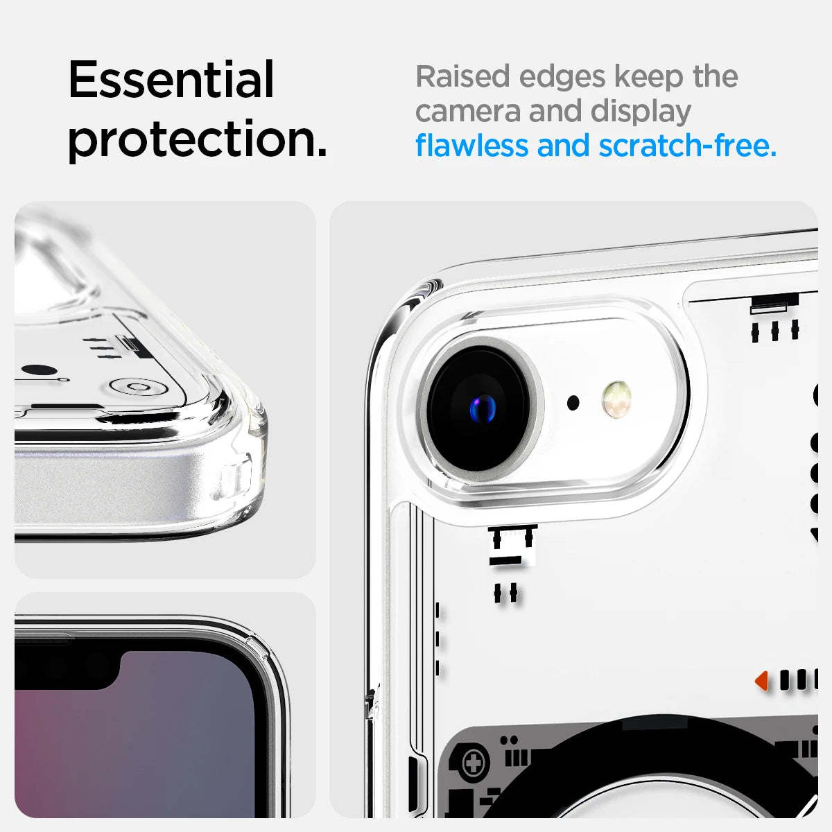 Spigen Ultra Hybrid MagFit Neo One MagSafe Case for iPhone 16e (2025) – Transparent Tech Design, Magnetic Protection