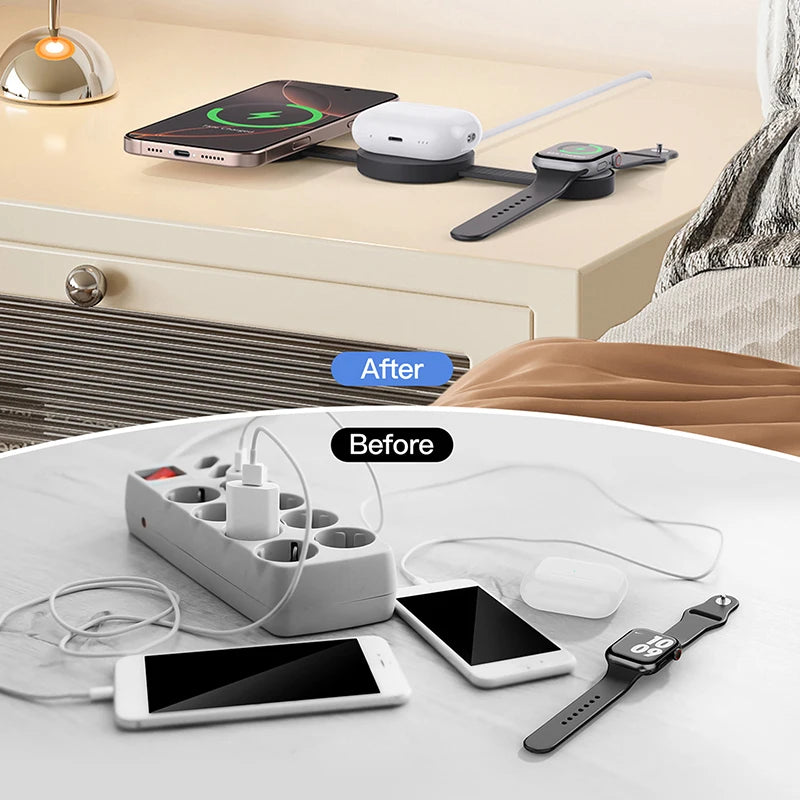 For iPhone 12 TO  17 Pro Watch Airpods Anker UFO 3 In 1 Wireless Charger MagSafe MagGo Charger Station Qi2 15W Foldable Charge Pad