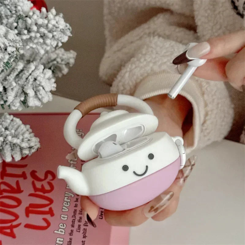 Cartoon Teapot Case for AirPods 4 Airpod 1 2 3 Pro Pro2 Bluetooth Earbuds Charging Box Protective Earphone Case Cover