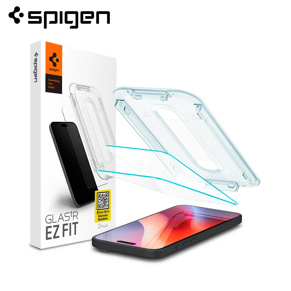 Spigen Glas.tR EZ Fit iPhone 16 Plus / 15 Plus Tempered Glass Screen Protector (2Pack)