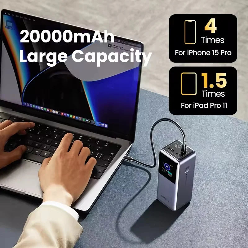 UGREEN Nexode 130W 20000mAh Power Bank Fast Charging for Laptop & Phone High Capacity Travel Office Custom Accessories Hot Selli