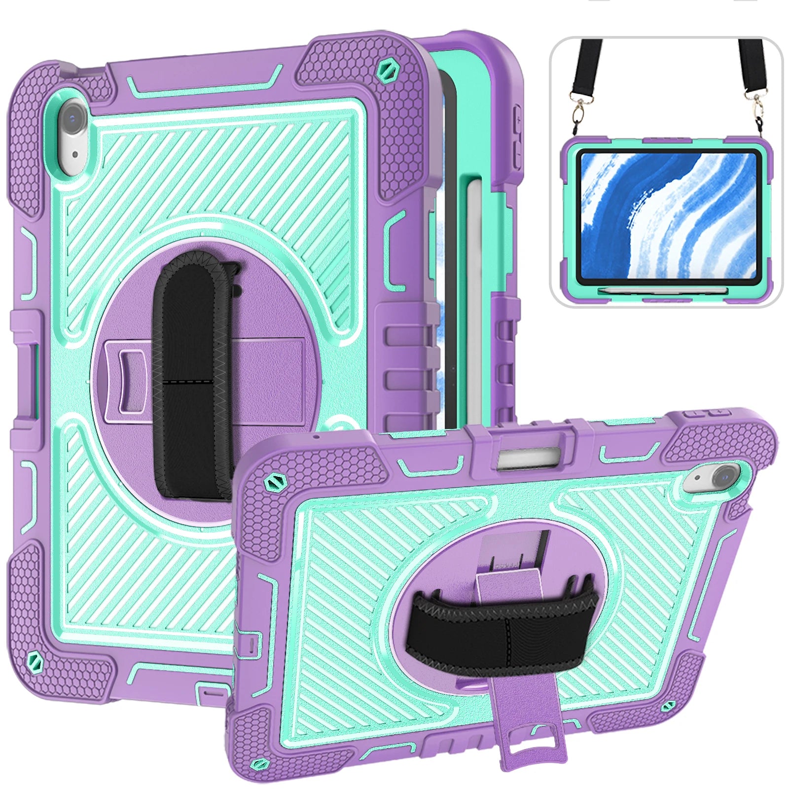 For iPad Air11 M2 Pro 11 M4 2024 A2899 A2900 A2902 Tablet Cover FOR A2837 A3006 cover With Foldable Bracket+Shoulder Straps