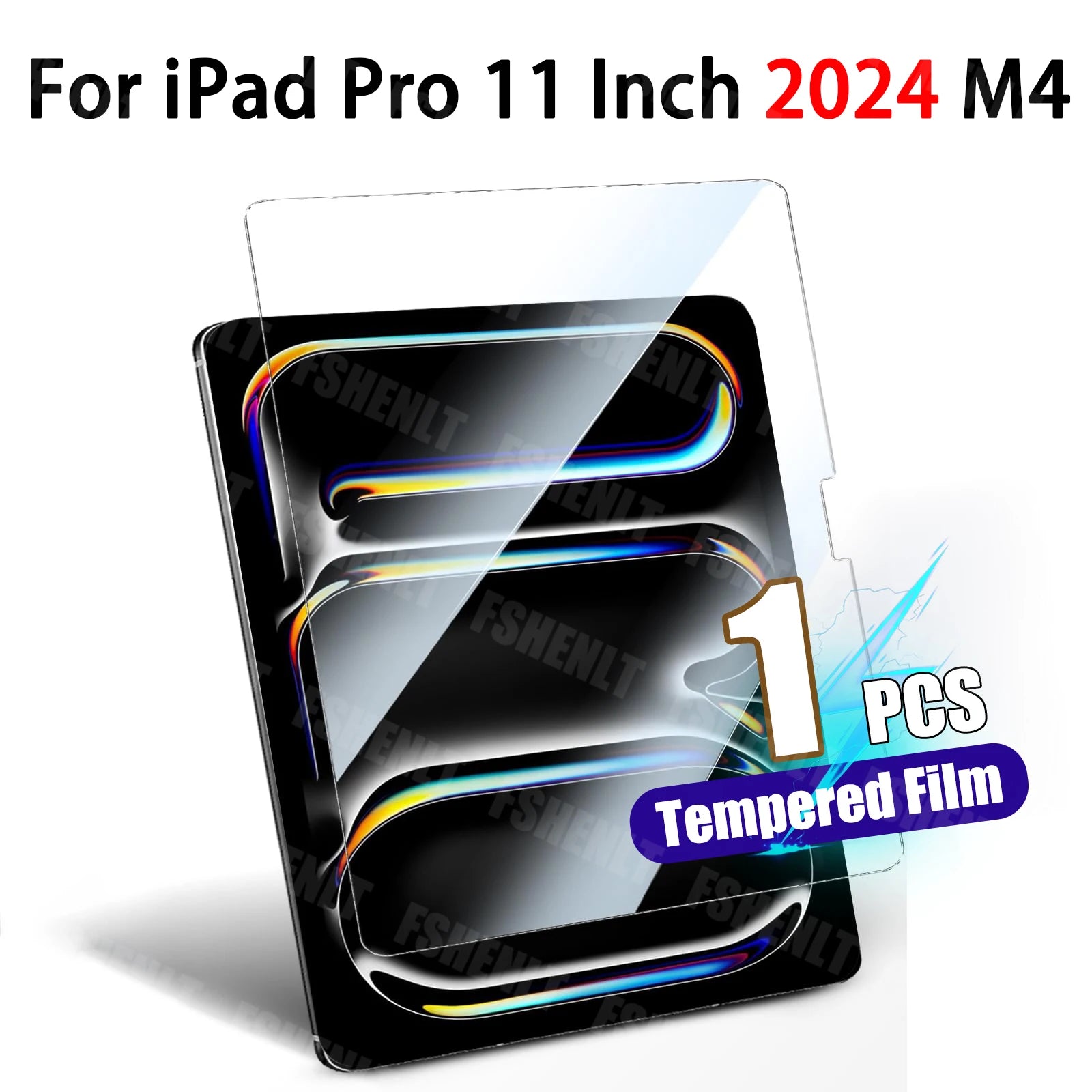 Screen Protector for iPad Pro 11 Inch 2024 M4 Premium Tempered Glass 9H Hardness Anti-Scratch Bubble-Free Protective Film