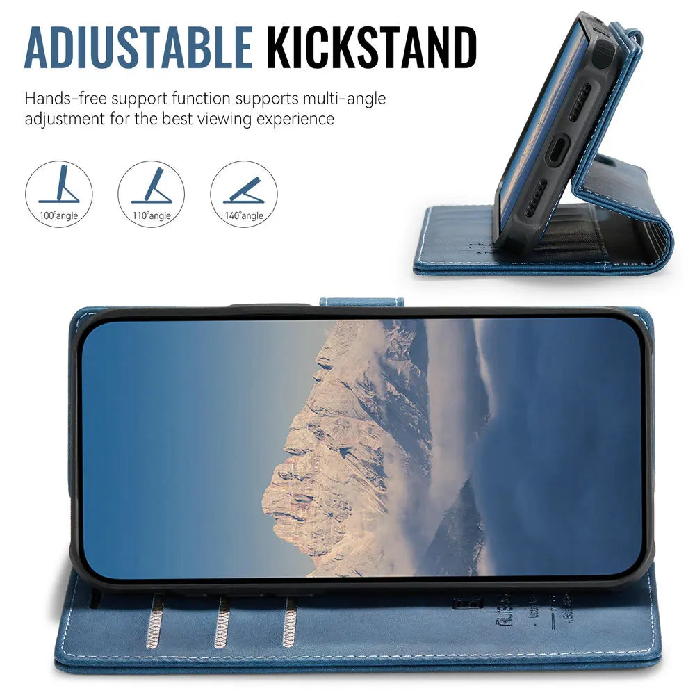Protect your iPhone 17 Pro 5G with this 2-in-1 detachable leather wallet case. Magnetic cover, RFID slots & premium craftsmanship.