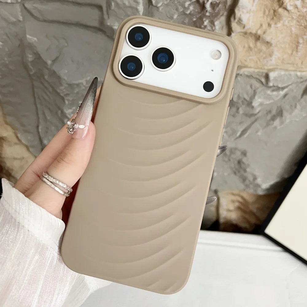 Soft Silicone 3d Water Ripple Case For iPhone 17 Air 16 15 14 13 12 Pro Max 17Pro 17PROMAX Luxury Frosted Shockproof Armor Cover