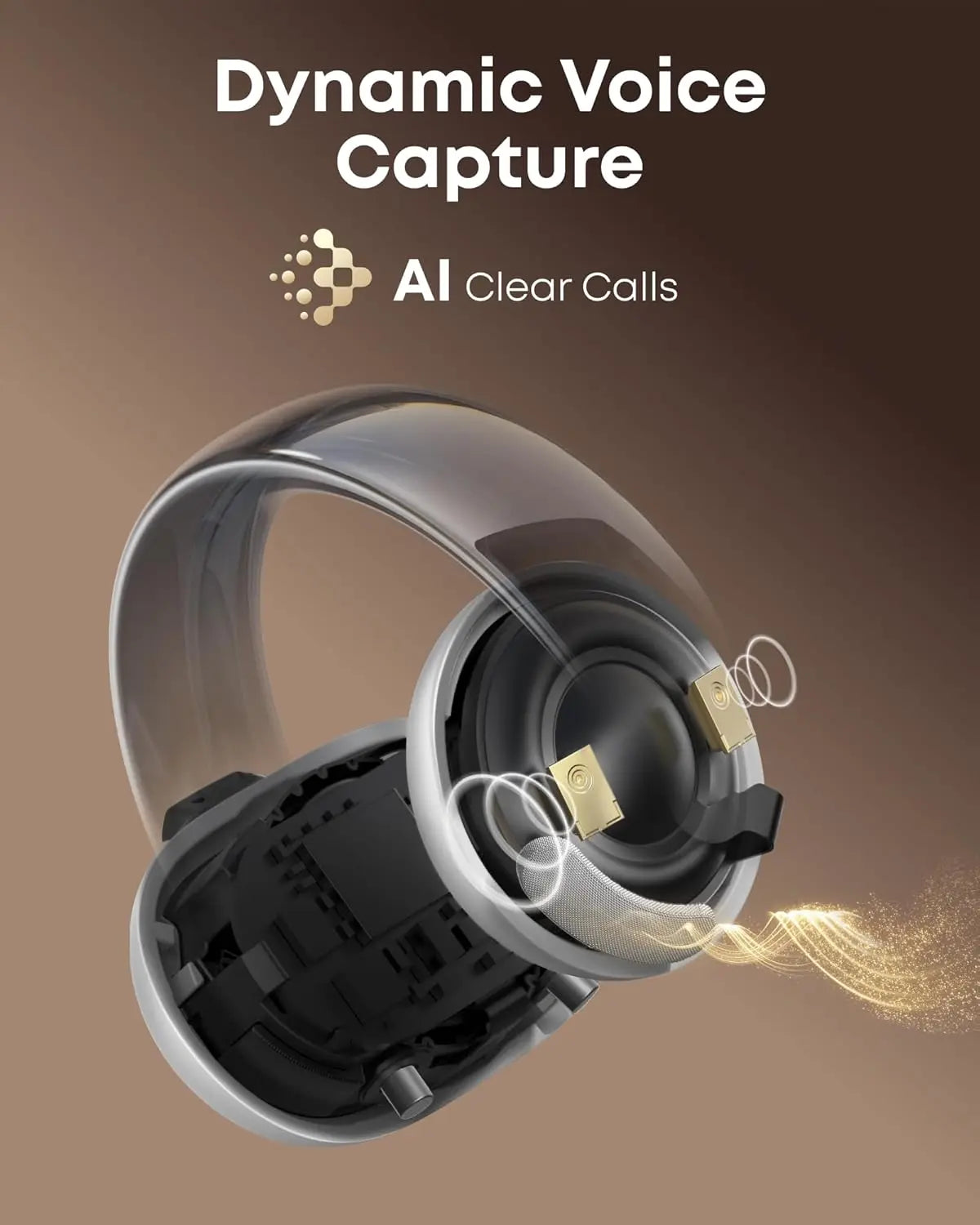 Soundcore AeroClip by Anker, Open-Ear Earbuds, Clip-On Headphones, Adaptive Comfort, Clear Calls with 4 Mics and AI, Stable Fit
