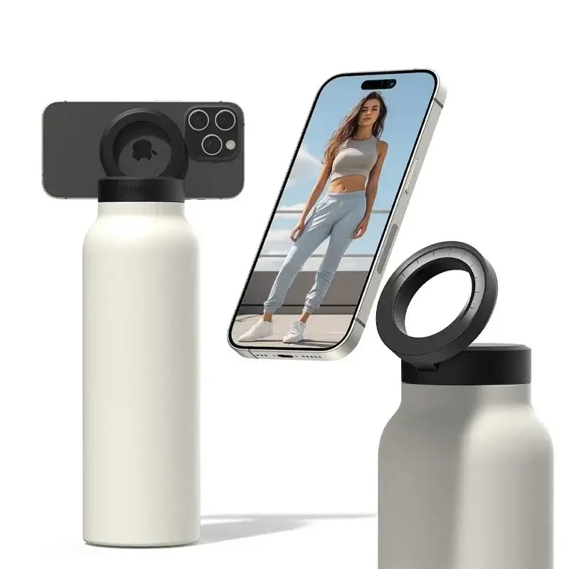 Water Bottle with Magnetic Phone Holder and Built-in Stand Perfect Gym Workouts Outdoor Adventures and Travel
