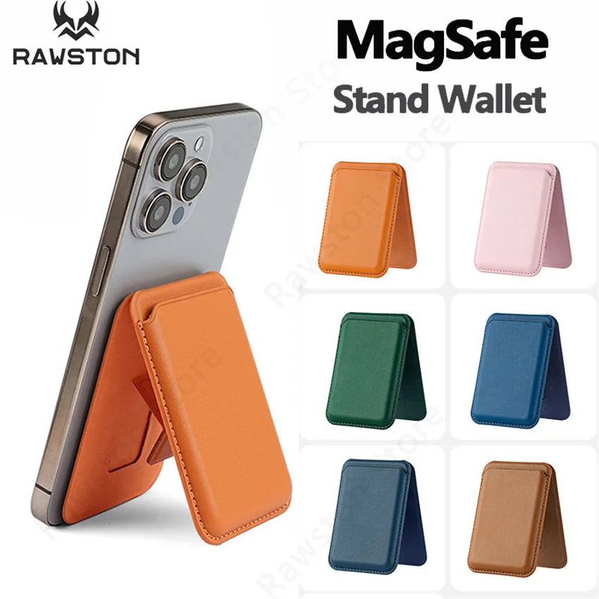 Kickstand Magnetic Leather Wallet Case for iPhone 17 16 15 14 Pro Max Galaxy Card Holder Magsafe Phone Bag Cover Accessories