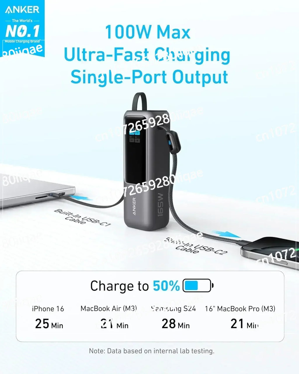 Anker Power Bank 25,000mAh 165W Ultra-Fast Portable Charger for Dual Laptops,Fast Charging Battery Pack