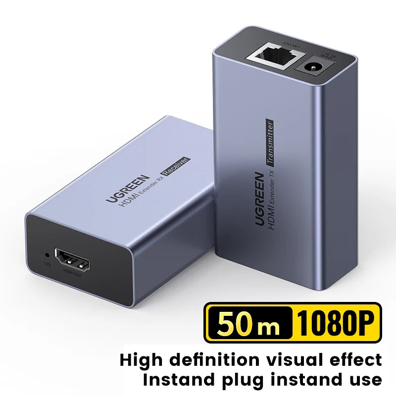 2025 hot sale UGREEN 1.3 Ethernet Extender Adapter 1080P/60Hz, 50 Meters Transmission Distance