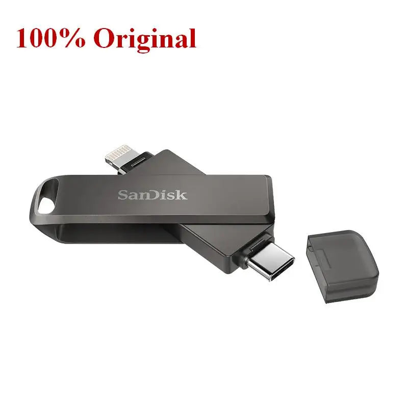 SanDisk OTG iXpand Flash Drive Luxe iX70 Pendrive Type-C & Lightning USB 64GB 128GB 256GMetal Memory Stick for iPhone Mac Laptop