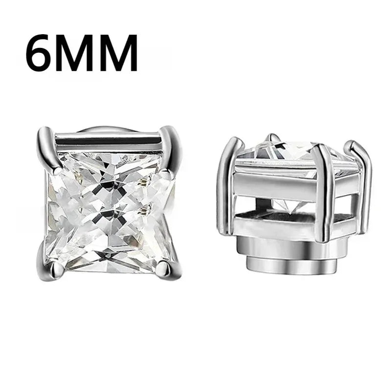 1Pairs Crystal Strong Magnetic Ear Stud Clip Earrings for Men Women, Punk Round Zircon Magnet Earrings Non Piercing Ear Jewelry