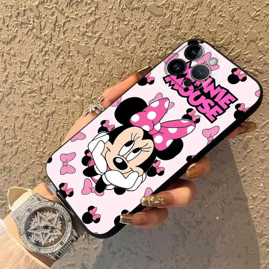 Case for iPhone 17 16 Pro Max X XS XR 15 Plus 14 SE 11 12 13 Mini 17Air 7 8 Soft Back Phone Cover Disney Minnie Mouse