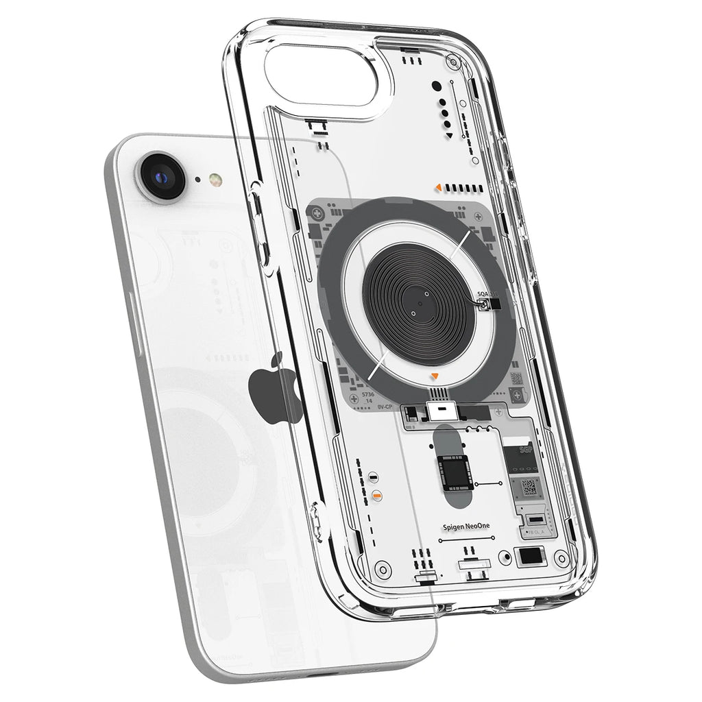 Spigen Ultra Hybrid MagFit Neo One MagSafe Case for iPhone 16e (2025) – Transparent Tech Design, Magnetic Protection