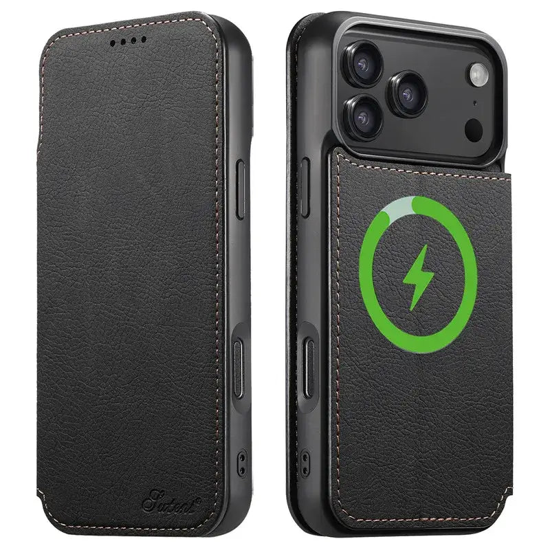 Retro Leather Wallet Flip – Strong Magnetic Phone Case