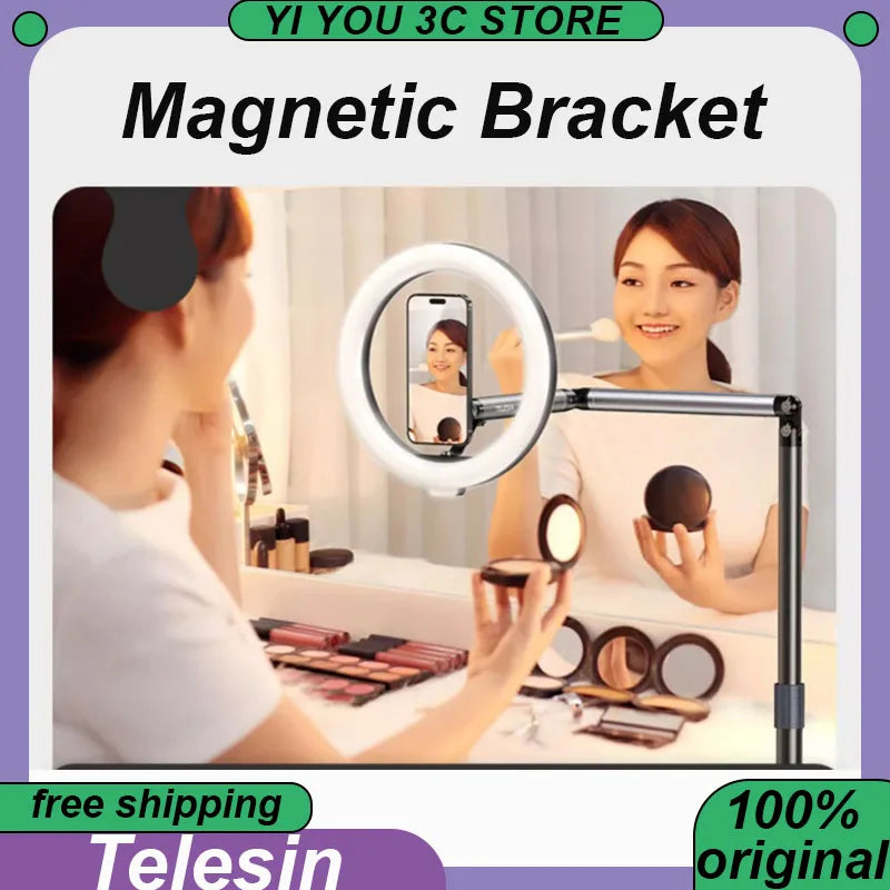 TELESIN Magnetic Bracket Desktop Shooting Phone Holder Custom For Live Broadcast Floor Type Shooting Telescoping for IPAD iphone