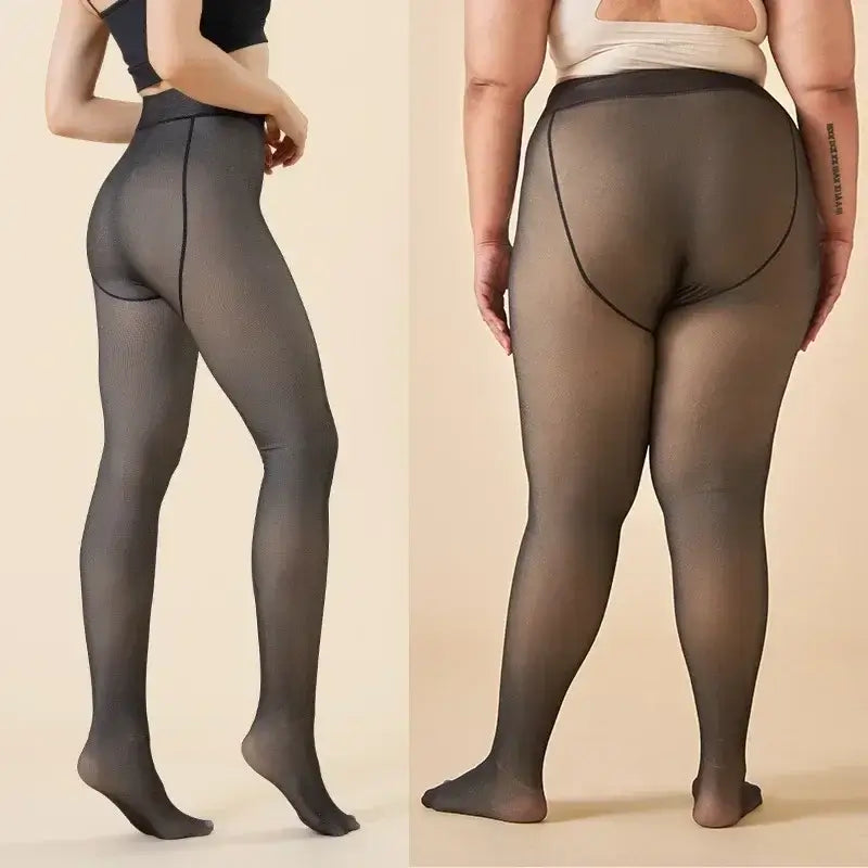 Thicken Warm Tights For Women Winter Thermal Stockings Leggings Sexy Translucent Fleece Velvet Tights Pantyhose Female Pants