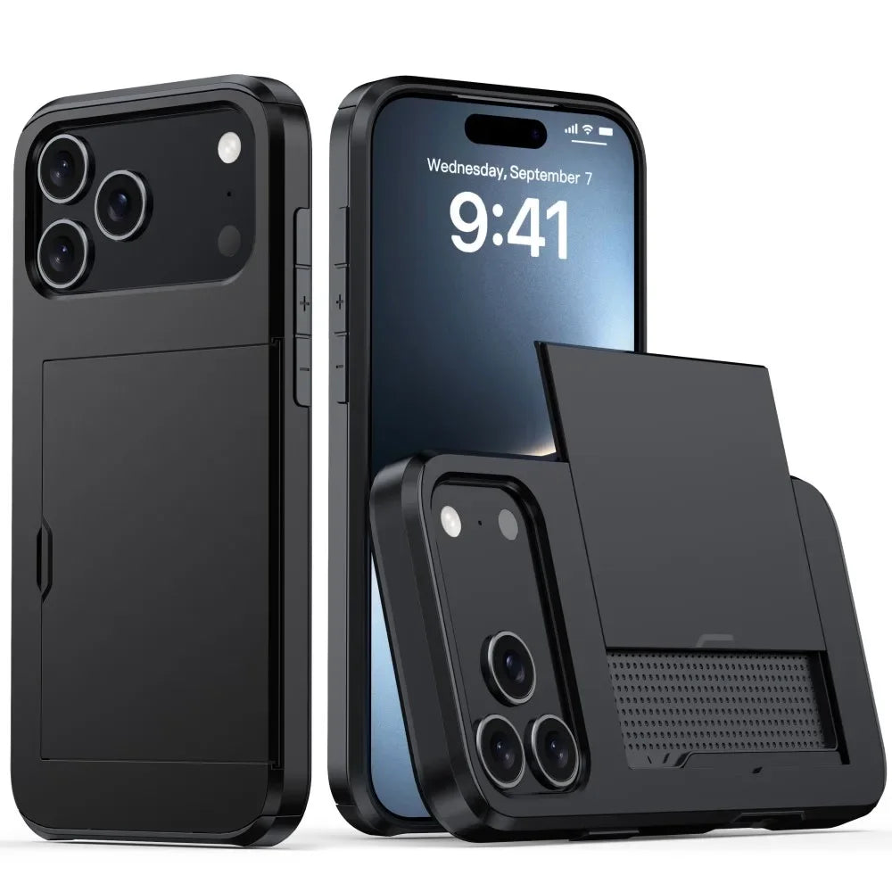Wallet Slide Cover Card Slot Phone Cover For iPhone 17 Pro Max 17 Air 17Pro Max Case Luxury Business Style Shockproof Funda Capa