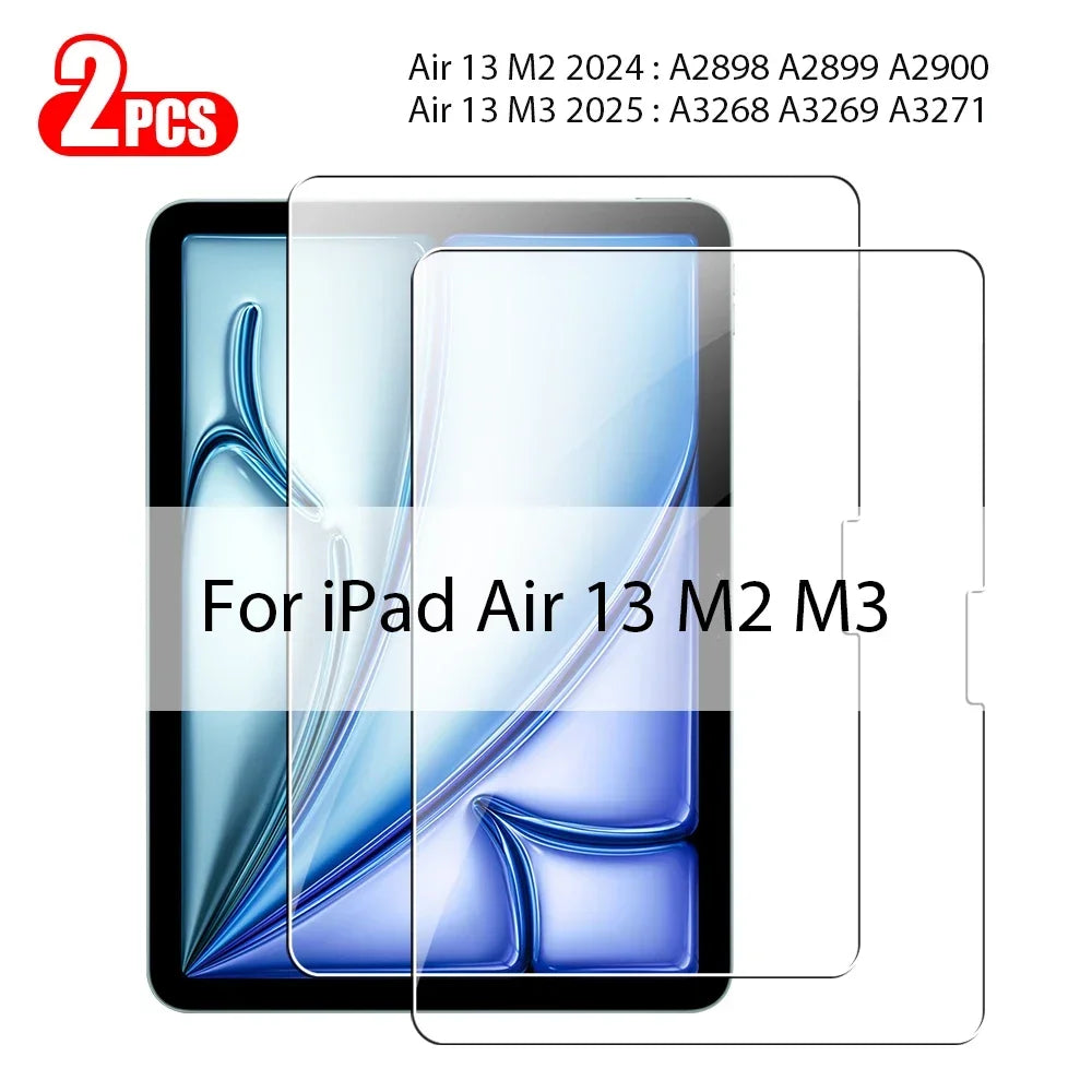 2PCS Tempered Glass Screen Protector For iPad A16 Air 13 11 5 4 M3 2025 Pro 12.9 12 9 M4 M2 10th 9th 7th Gen 10.2 Mini 6 7 Film
