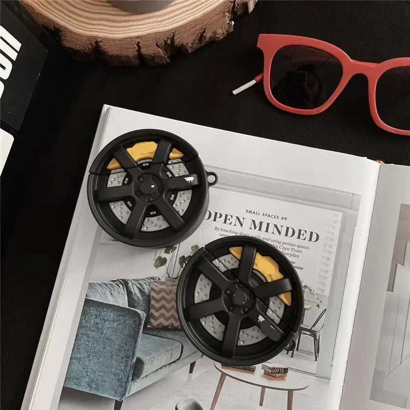 3D Car Brake Wheel Earphone Case for Airpods 4 2024 3 2 1 Airpods3 Pro 2 Silicone Soft Headphone Cover for Air Pods Pro2keychain