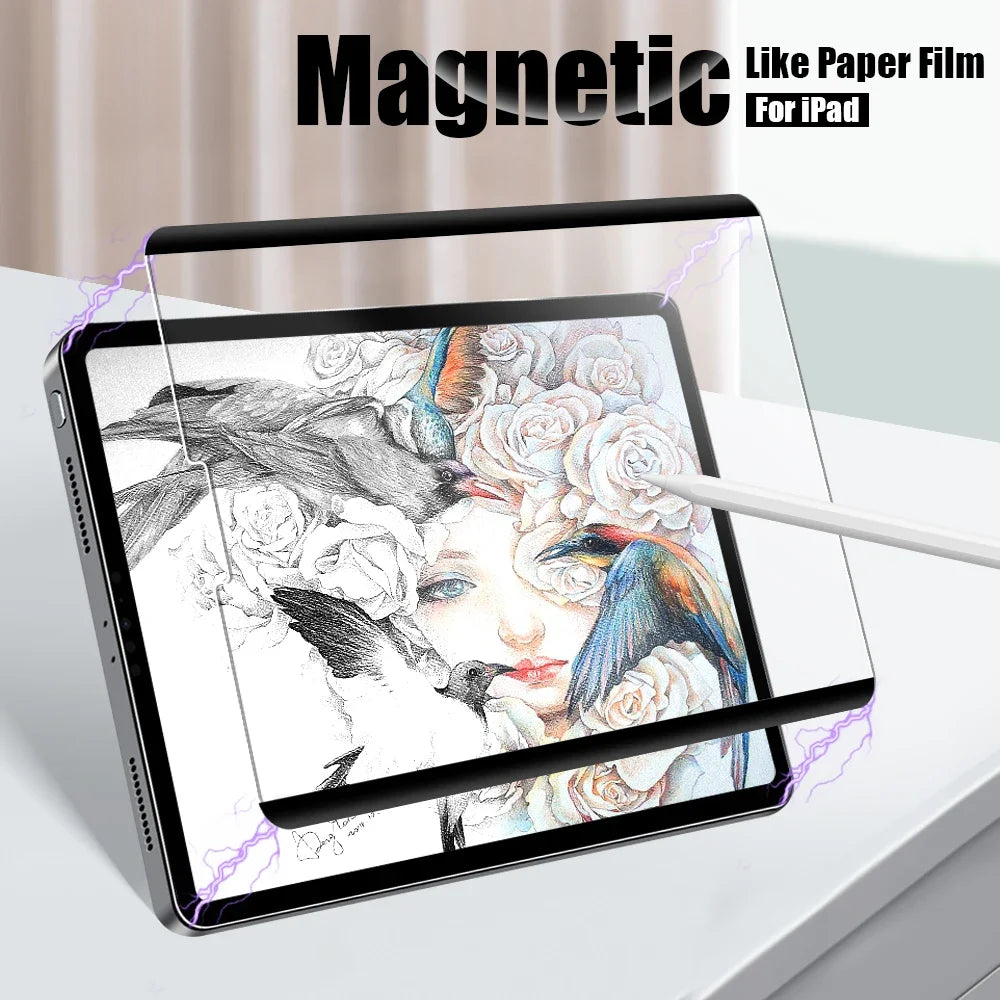 Magnetic Like Paper Film For Ipad Pro 13 M4 12.9 A16 10 9 10th 9th Generation Screen Protector Air 11 M3 M2 5 4 3 2 Mini 7 6 A17