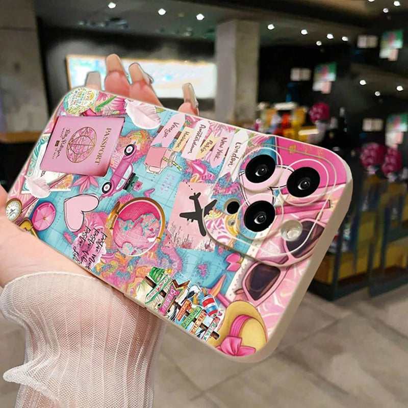 Travel Plane Printed Matte Anti-Drop Phone Case For iPhone 17 16 15 14 13 12 11 Pro Max XS X XR 7 8 Plus 16E 17Air 13 Mini Cover