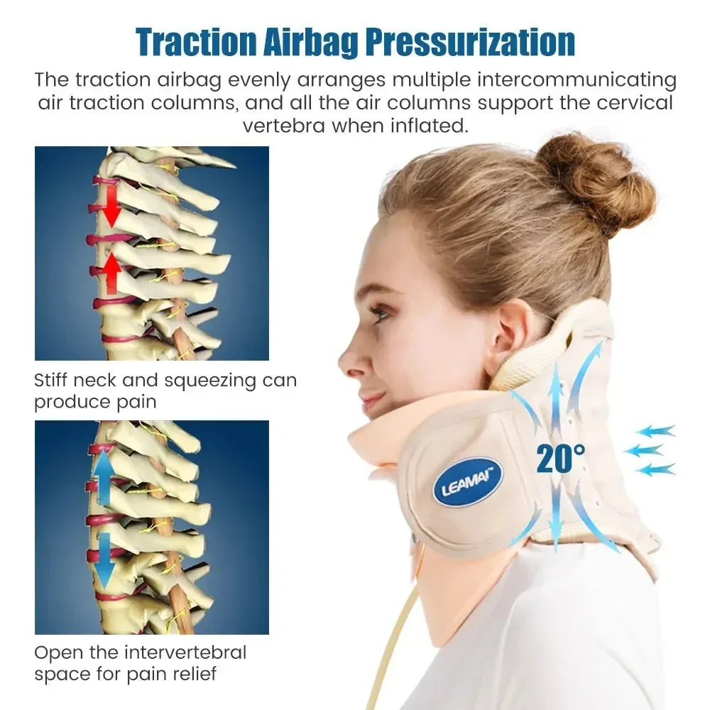 Inflatable Cervical Collar Neck Traction Device Medical Grade Support for Spine Alignment Pain Relief Homeuse Posture Corrector