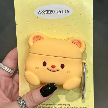 For Airpods 1 2 Pro 3 Individuality Cute White Cartoon with Earphones Hook up Anti-Drop Earphone Case For Airpods Pro 2 Shell