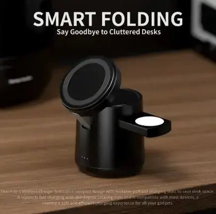 Folding Magnetic Three-in-One Wireless Charger – Portable Fast Charge