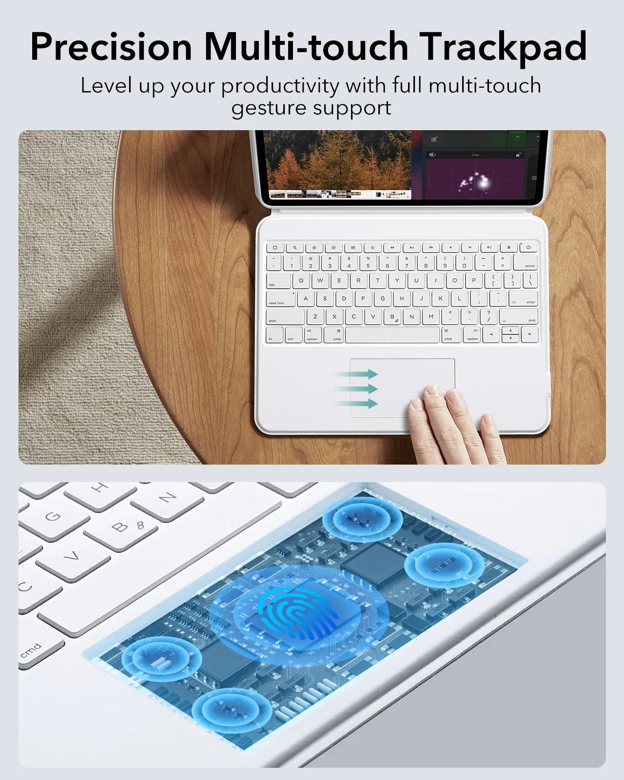 ESR Ascend for iPad 12.9  (2022/2021/2020/2018) Keyboard Case with Trackpad Magnetic  Fully Adjustable Portrait/Landscape Stand