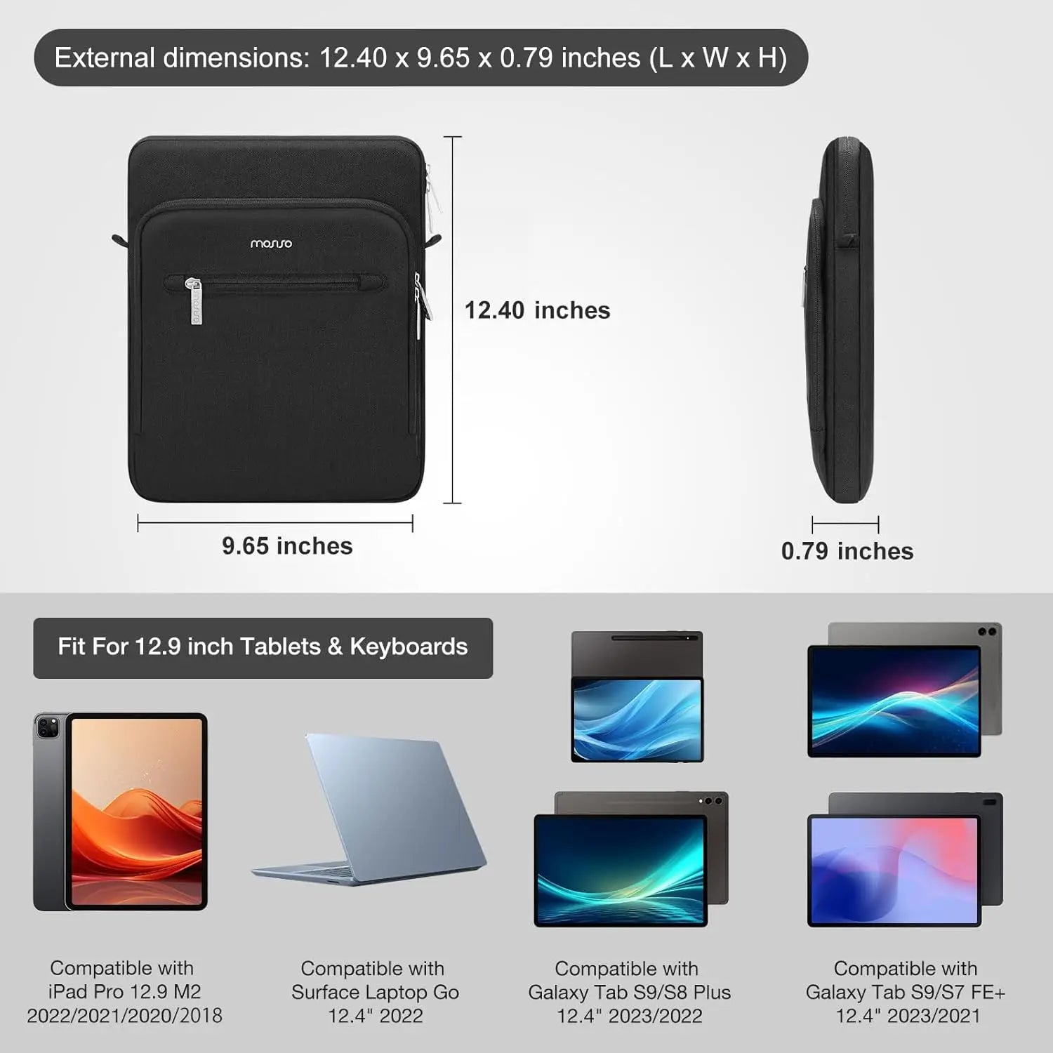Tablet Shoulder Sleeve Bag For iPad Air Pro 12.9 13 inch M4 M3 M2 M1 Galaxy Tab S9+ Surface Laptop Pouch Handbag Briefcase