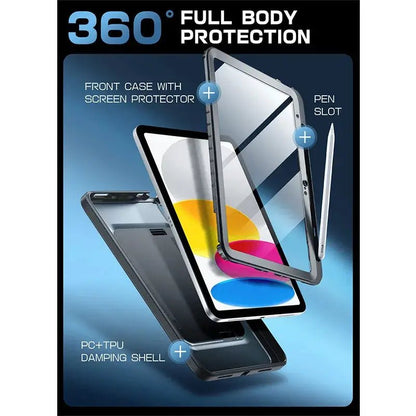 iPad Case with Screen Protector and Pencil Holder Shockproof Corners