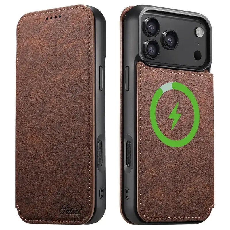 Retro Leather Wallet Flip – Strong Magnetic Phone Case
