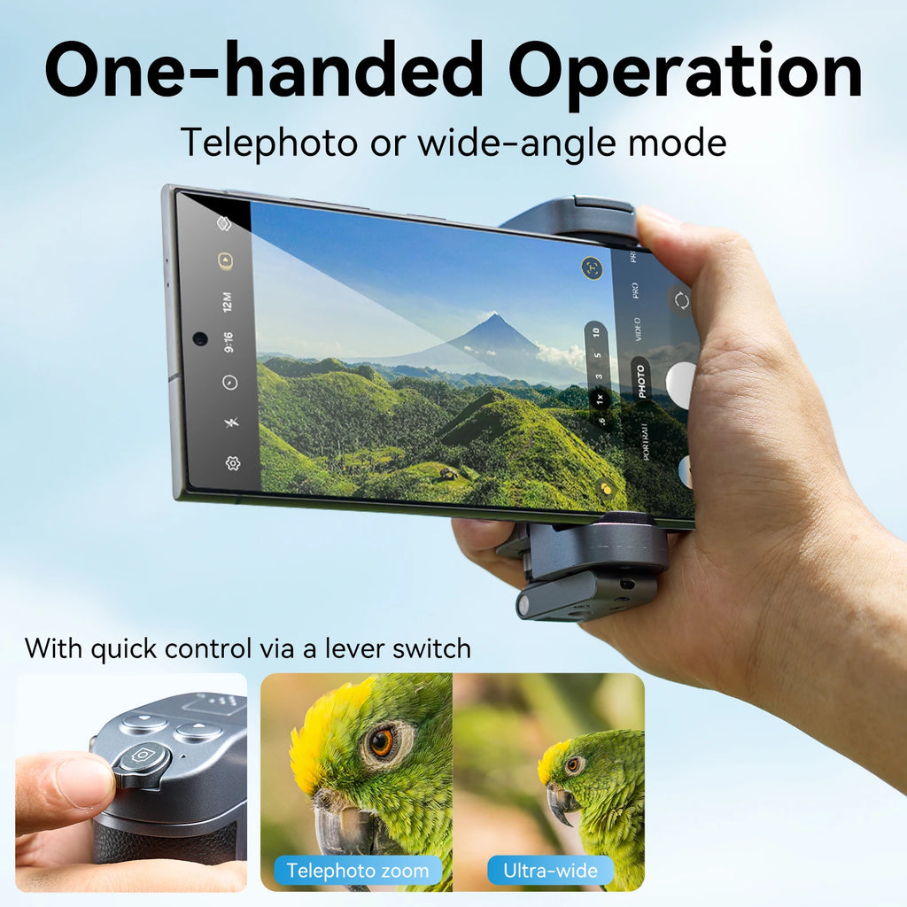 TELESIN°shooting Grip for Phone, Bluetooth Mobile Phone Grip, with Detachable Remote Control, Compatible with All Phone