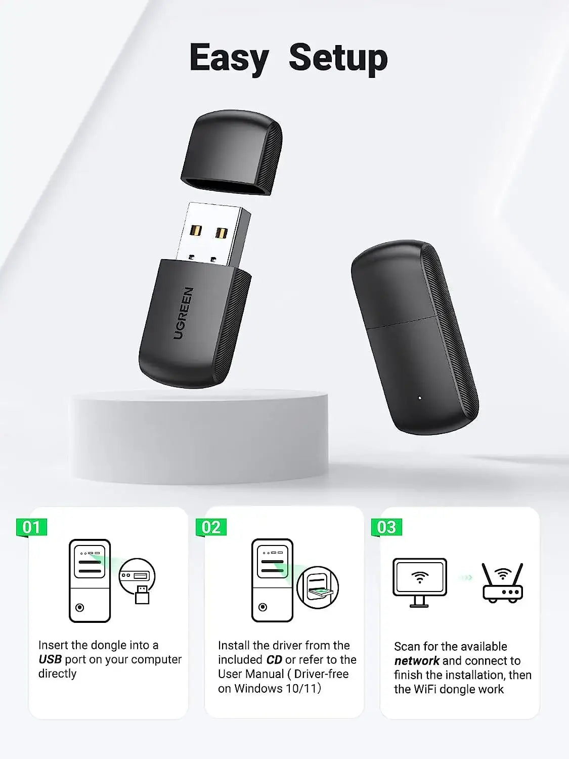 UGREEN AC650 USB WiFi Adapter dual-band Techs Park