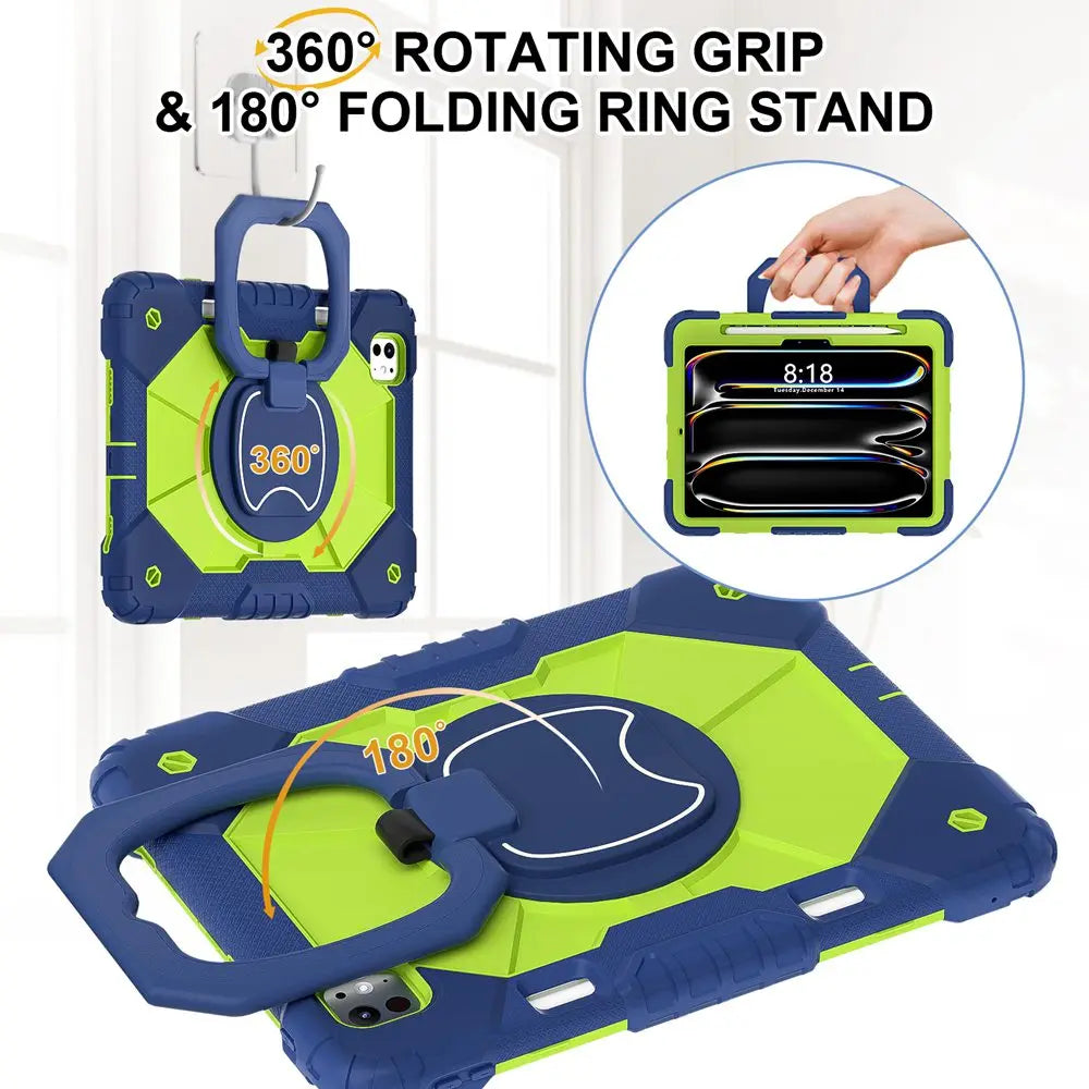 For ipad Pro 11 inch 2024 M4 A2836 A2837 A3006 Case Kids Tablet cover Silicone +PC case for Apple iPad PRO 11" 2024 + strap