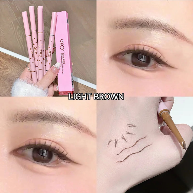 QXQY Double-head eyeliner, two-in-one eyebrow pencil and under-eye eyeliner, with brush head, long-lasting makeup,Lying silkworm