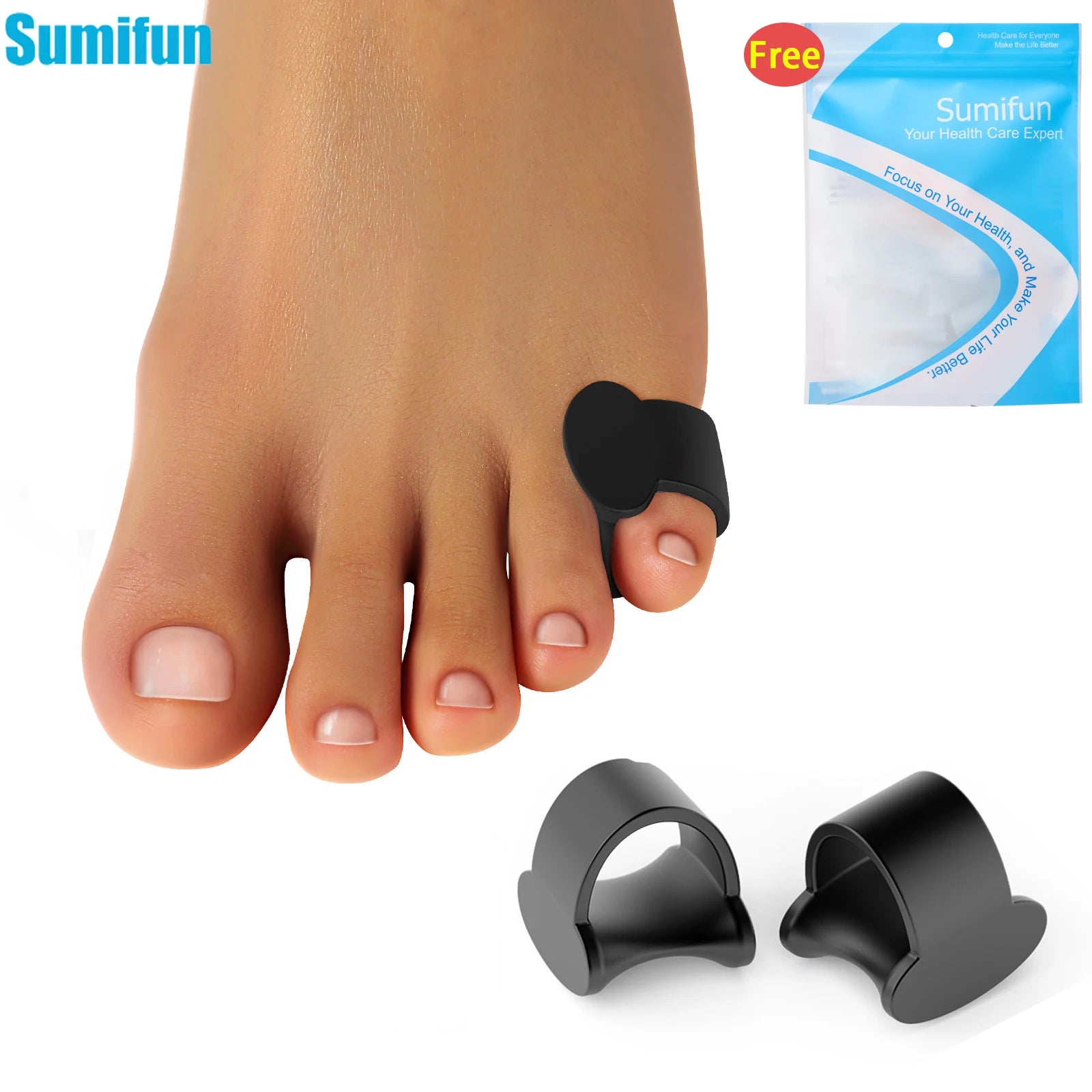 2~60Pcs Black Silicone Little Toe Protector Foot Corn Calluses Blister Protection Anti-Wear Hole Toes Separator Foot Care Tool