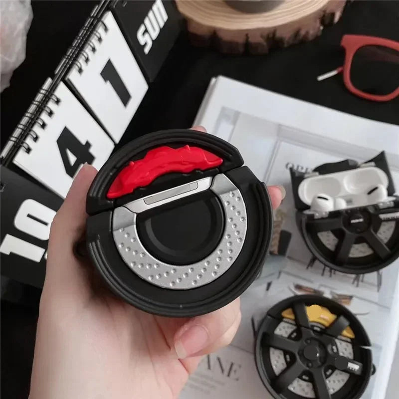 3D Car Brake Wheel Earphone Case for Airpods 4 2024 3 2 1 Airpods3 Pro 2 Silicone Soft Headphone Cover for Air Pods Pro2keychain