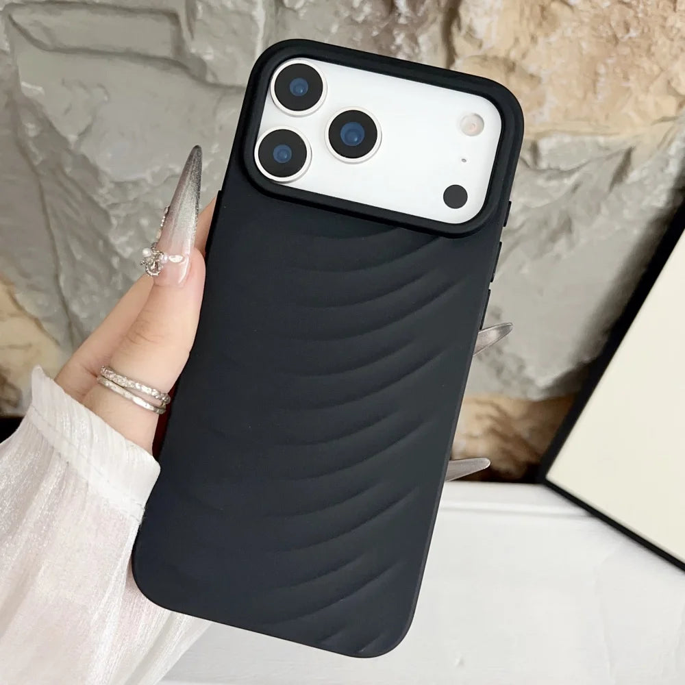 Soft Silicone 3d Water Ripple Case For iPhone 17 Air 16 15 14 13 12 Pro Max 17Pro 17PROMAX Luxury Frosted Shockproof Armor Cover