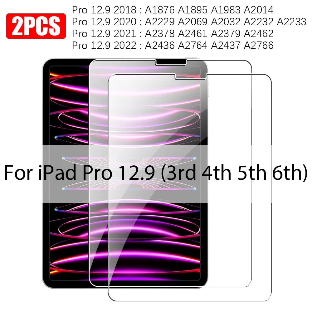 Tempered Glass For Ipad 10 9 9th 10th Generation Air 13 11 5 4 M2 Screen Protector Pro 11 12.9 M4 2024 10.2 10.9 Protective Film