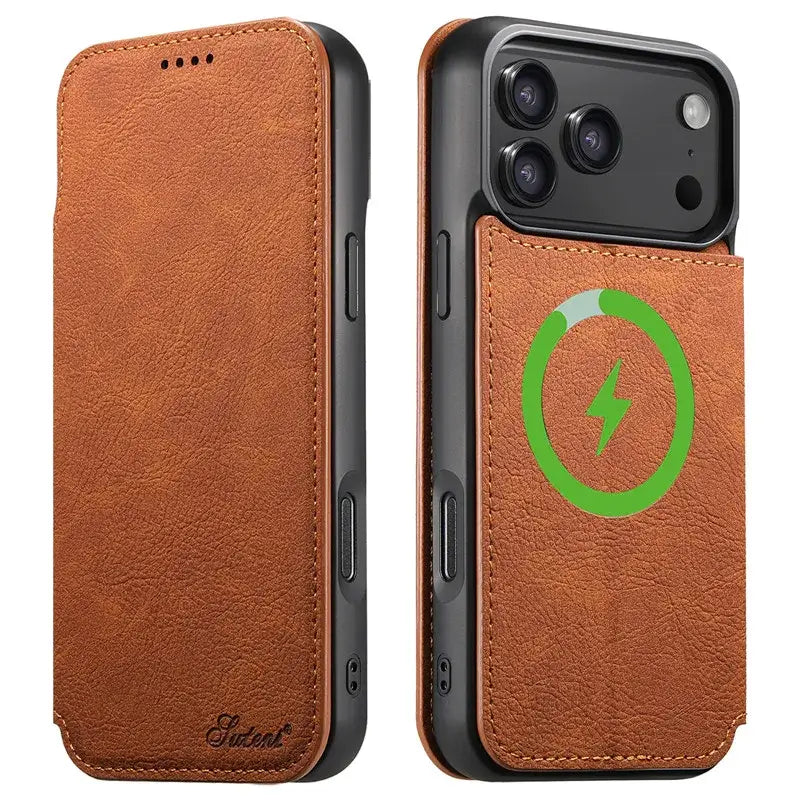 Retro Leather Wallet Flip – Strong Magnetic Phone Case